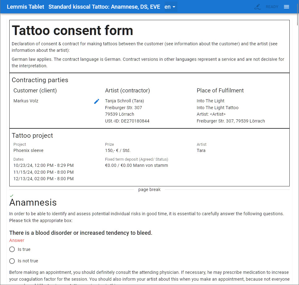 Software para estudios de tatuajes - Kisscal - kisscal.tattoo