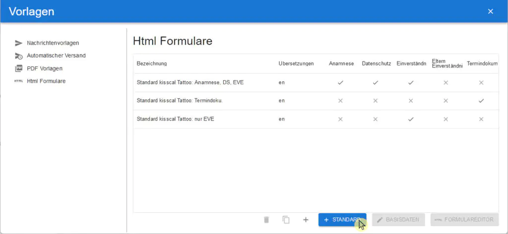 Neue Html-Formulare & neue Termin-Typen - kisscal.tattoo